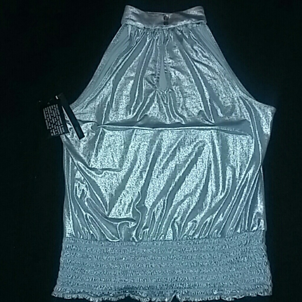 Metallic Knit Sleeveless Blouse